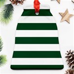 Horizontal Stripes - White and Forest Green Ornament (Bell)
