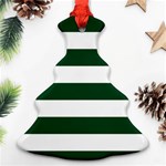 Horizontal Stripes - White and Forest Green Christmas Tree Ornament (Two Sides)