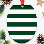 Horizontal Stripes - White and Forest Green Ornament (Oval)