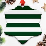 Horizontal Stripes - White and Forest Green Snowflake Ornament (Two Sides)