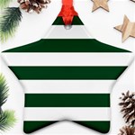 Horizontal Stripes - White and Forest Green Ornament (Star)