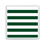 Horizontal Stripes - White and Forest Green Memory Card Reader with Storage (Square)