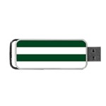 Horizontal Stripes - White and Forest Green Portable USB Flash (Two Sides)