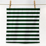 Horizontal Stripes - White and Forest Green Face Towel