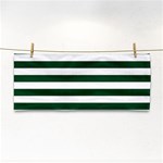 Horizontal Stripes - White and Forest Green Hand Towel