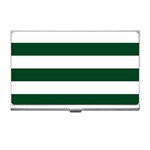 Horizontal Stripes - White and Forest Green Business Card Holder