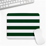 Horizontal Stripes - White and Forest Green Small Mousepad