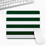 Horizontal Stripes - White and Forest Green Large Mousepad