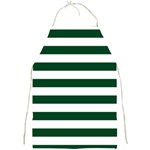 Horizontal Stripes - White and Forest Green Full Print Apron