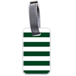 Horizontal Stripes - White and Forest Green Luggage Tag (Two Sides)