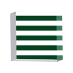 Horizontal Stripes - White and Forest Green 4 x 4  Acrylic Photo Block