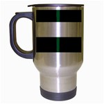 Horizontal Stripes - White and Forest Green Travel Mug (Silver Gray)