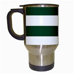 Horizontal Stripes - White and Forest Green Travel Mug (White)