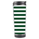 Horizontal Stripes - White and Forest Green Travel Tumbler