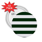 Horizontal Stripes - White and Forest Green 2.25  Button (10 pack)