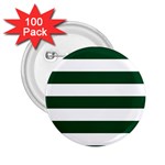 Horizontal Stripes - White and Forest Green 2.25  Button (100 pack)