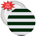 Horizontal Stripes - White and Forest Green 3  Button (100 pack)