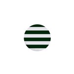 Horizontal Stripes - White and Forest Green 1  Mini Magnet