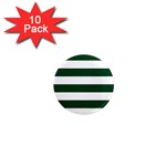 Horizontal Stripes - White and Forest Green 1  Mini Magnet (10 pack)