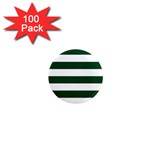 Horizontal Stripes - White and Forest Green 1  Mini Magnet (100 pack)
