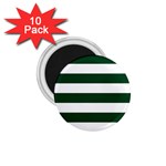 Horizontal Stripes - White and Forest Green 1.75  Magnet (10 pack)