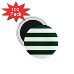Horizontal Stripes - White and Forest Green 1.75  Magnet (100 pack)