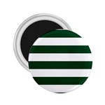 Horizontal Stripes - White and Forest Green 2.25  Magnet