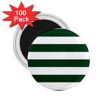 Horizontal Stripes - White and Forest Green 2.25  Magnet (100 pack)