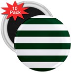 Horizontal Stripes - White and Forest Green 3  Magnet (10 pack)