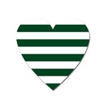 Horizontal Stripes - White and Forest Green Magnet (Heart)