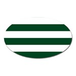 Horizontal Stripes - White and Forest Green Magnet (Oval)