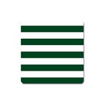 Horizontal Stripes - White and Forest Green Magnet (Square)