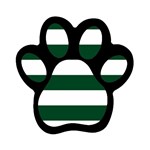 Horizontal Stripes - White and Forest Green Magnet (Paw Print)