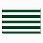 Horizontal Stripes - White and Forest Green Postcards 5  x 7  (Pkg of 10)