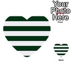 Horizontal Stripes - White and Forest Green Multi-purpose Cards (Heart)
