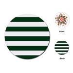 Horizontal Stripes - White and Forest Green Playing Cards (Round)