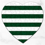 Horizontal Stripes - White and Forest Green Jigsaw Puzzle (Heart)