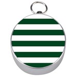 Horizontal Stripes - White and Forest Green Silver Compass