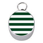 Horizontal Stripes - White and Forest Green Silver Compass (Mini)