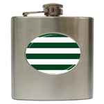 Horizontal Stripes - White and Forest Green Hip Flask (6 oz)