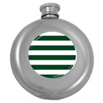 Horizontal Stripes - White and Forest Green Hip Flask (5 oz)