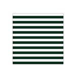 Horizontal Stripes - White and Deep Green Satin Bandana Scarf