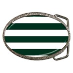 Horizontal Stripes - White and Deep Green Belt Buckle