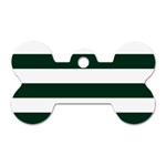 Horizontal Stripes - White and Deep Green Dog Tag Bone (Two Sides)