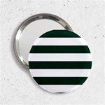 Horizontal Stripes - White and Deep Green 2.25  Handbag Mirror