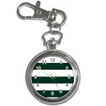 Horizontal Stripes - White and Deep Green Key Chain Watch
