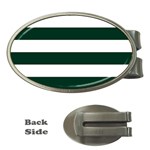Horizontal Stripes - White and Deep Green Money Clip (Oval)