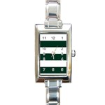 Horizontal Stripes - White and Deep Green Rectangle Italian Charm Watch