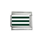 Horizontal Stripes - White and Deep Green Italian Charm (9mm)