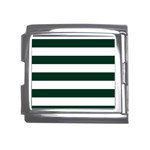 Horizontal Stripes - White and Deep Green Mega Link Italian Charm (18mm)